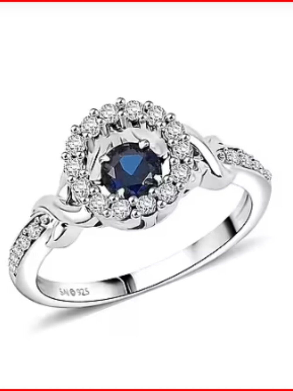 Dazzling Lab Created Blue and White Sapphire Ring in Sterling Silver